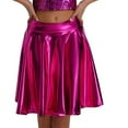 thumbnail image 2 of Women's High Waist Pleated Mini Skirt, Sexy Performance Skirt with Full Hem, Sparkly Stage Skirt for Dance, Show and Cosplay,Hot Pink,S, 2 of 4