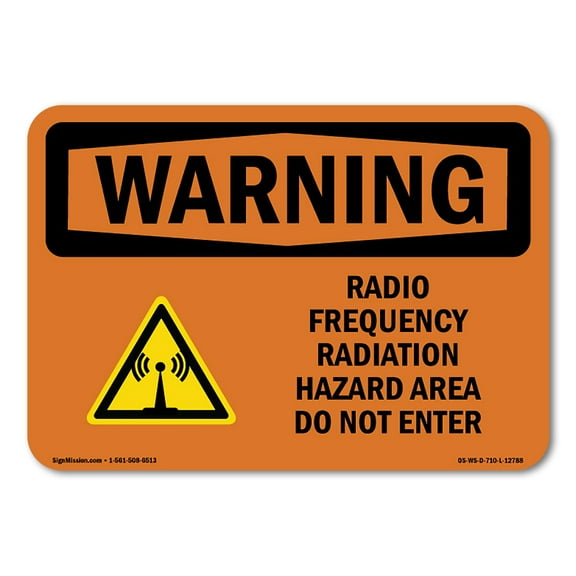 OSHA WARNING Sign - Radio Frequency Radiation Hazard Area | Plastic Sign | Protect Your Business, Work Site, Warehouse & Shop Area | Made in the USA