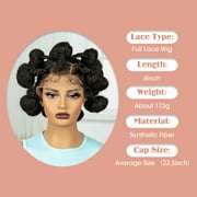 Sedittyhair Bantu Knotless Braids Wig Full Lace With Baby Hair African Braiding Hair for Women Synthetic Full Lace Braided Wig Buns Wig (1B Color)