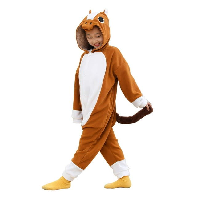 Pijama onesie YAMENG para niños, disfraz de cosplay de caballo marrón, de 2 a 12 años