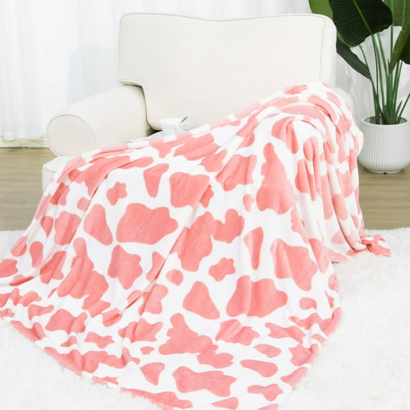 Soft Fleece Blanket Strawberry Pink Throw Blanket Cute Fuzzy Blankets for Girls Birthday Gifts 50""x60"" Decorative Blanket for Bed Sofa Couch