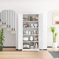 thumbnail image 2 of 72" Metal Office Storage Locking Cabinet, Lockable Garage Storage Cabinets, High Office Storage Cabinet with Adjustable Shelves for Garage(White), 2 of 9