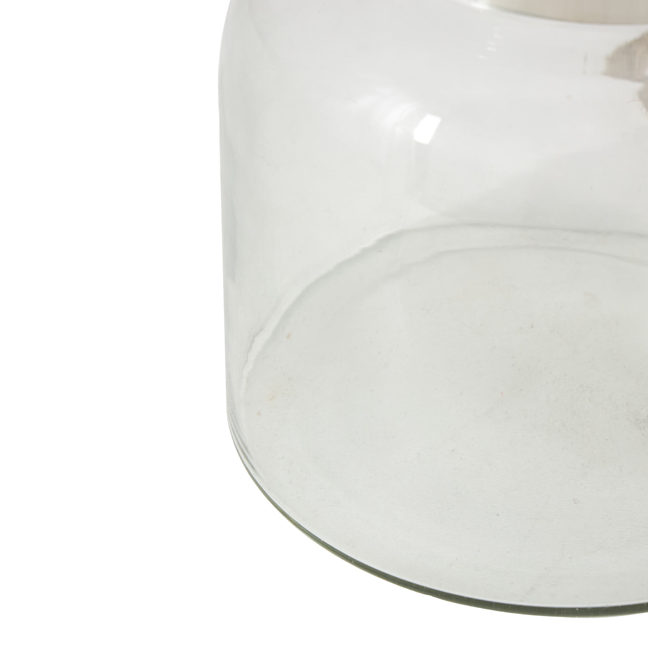 DecMode Clear Glass Handmade Decorative Candle Lantern with Rope Handle