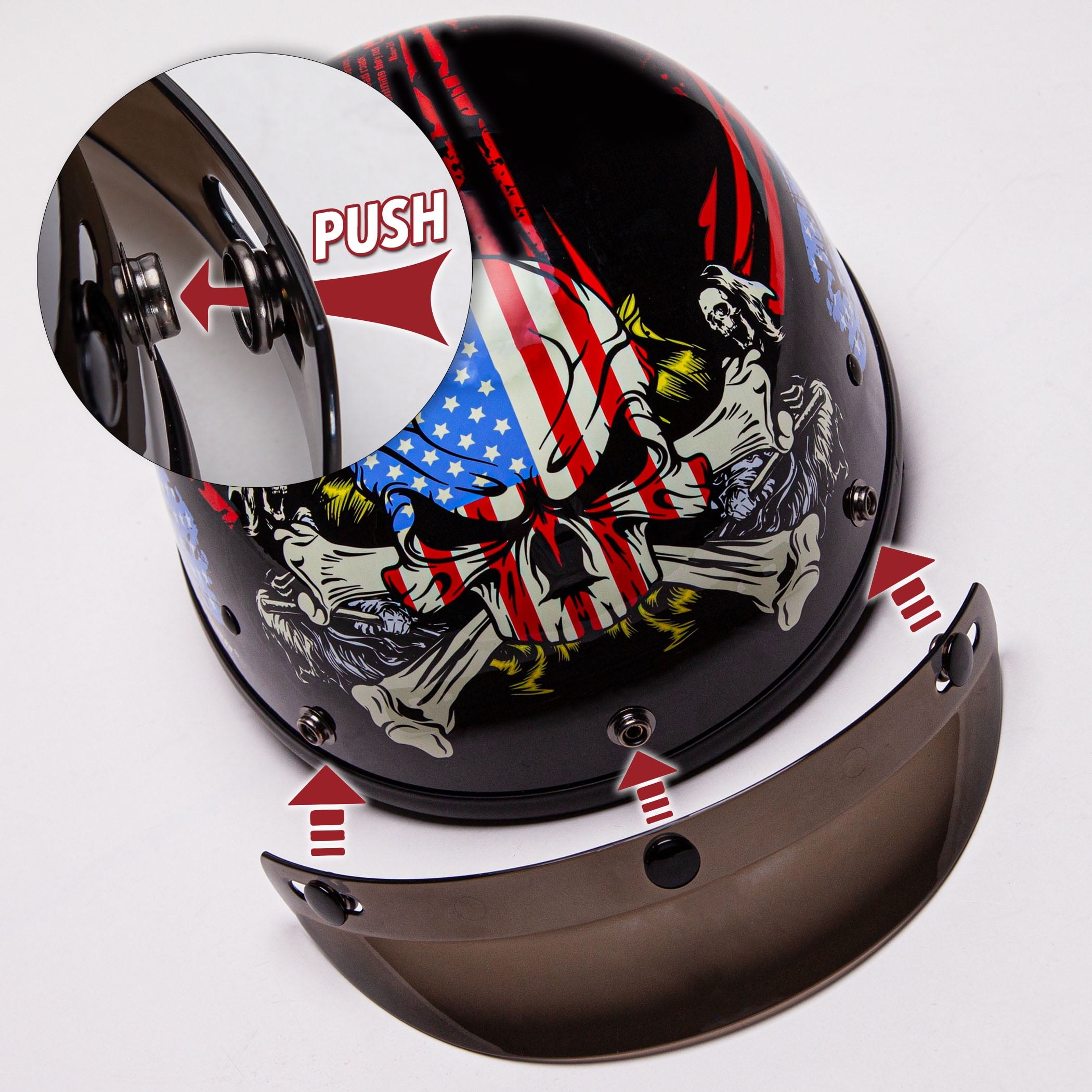 FATFOX Cruiser Scooter Motorcycle Half Face Helmet, DOT Approved for Scooter ATV UTV Chopper,Small