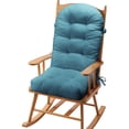 thumbnail image 4 of Millsilo Rocking Chair Cushion 44" x 19" x 4", One-Piece Connected Back & Seat Chair Pad, Indoor Tufted High Back Cushion with Non-Slip Base, Secure Ties, Light Blue, 4 of 9