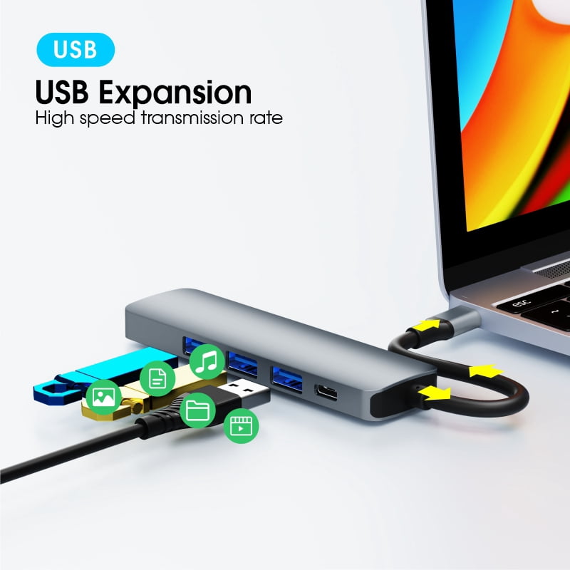 DOONJIEY  Factory Wholesale 5 In 1 USB C Hub Type-C to HDTV PD USB Hub Docking Station For Macbook Laptop