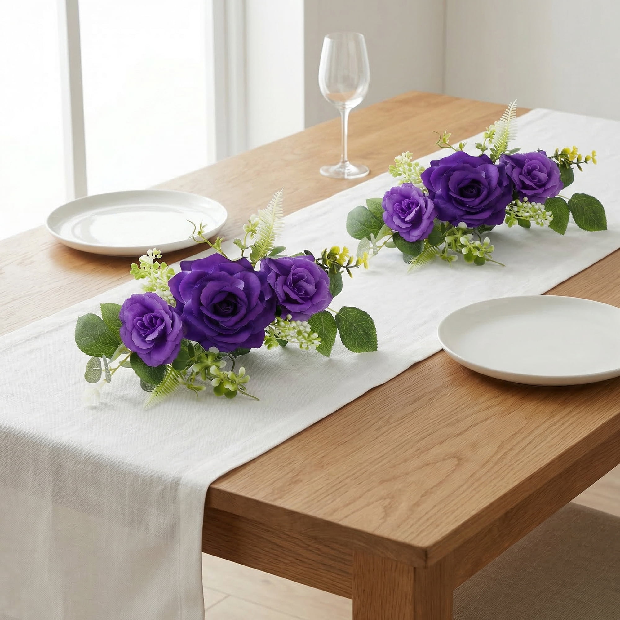 Unique Bargains Artificial Rose Bouquets Silk Flowers Purple 13.0"