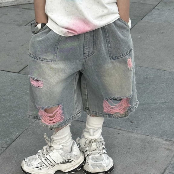 Boys Jeans Shorts Ripped Straight Leg Casual Boy Summer Soccer Shorts Boys 11-12 Years