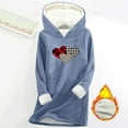 thumbnail image 2 of Yeaiivve Women's Cute Graphic Hoodie Sweatshirt Oversized Sherpa Lined Hoodies Winter Thermal Sweatshirts Loose Fit Hooded Pullover Tops Blue XXXL, 2 of 4