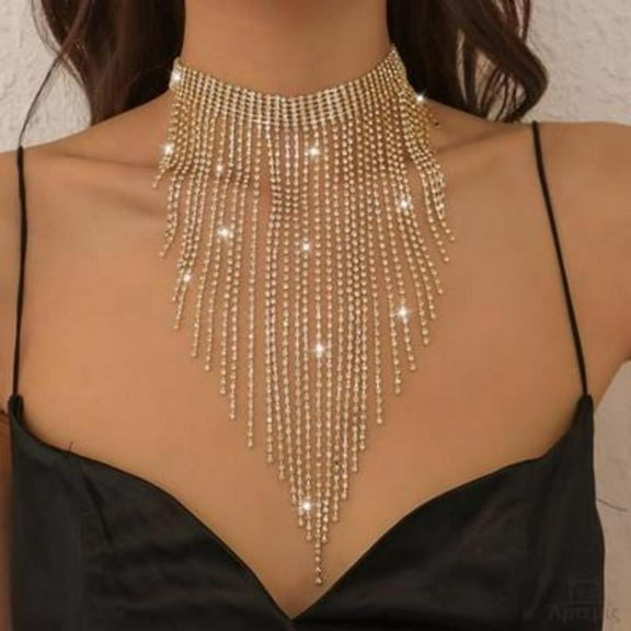Necklace Tassel Water Diamond Light Luxury Row Diamond Chain Advanced Necklace