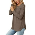 thumbnail image 5 of MOMOFEEL Long Sleeve Tunic Tops for Women Crewneck Sweatshirt with Side Buttons Casual Shirts Pullover (M9004 Coffee), 5 of 7