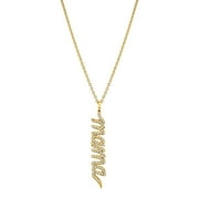 Metal Masters 18K Yellow Gold Plated Silver.35 Ct. Moissanite "Mama" Pendant Necklace Adjustable 16"-18"