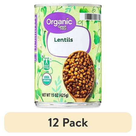 (12 pack) Great Value Organic Lentils 15 oz Can