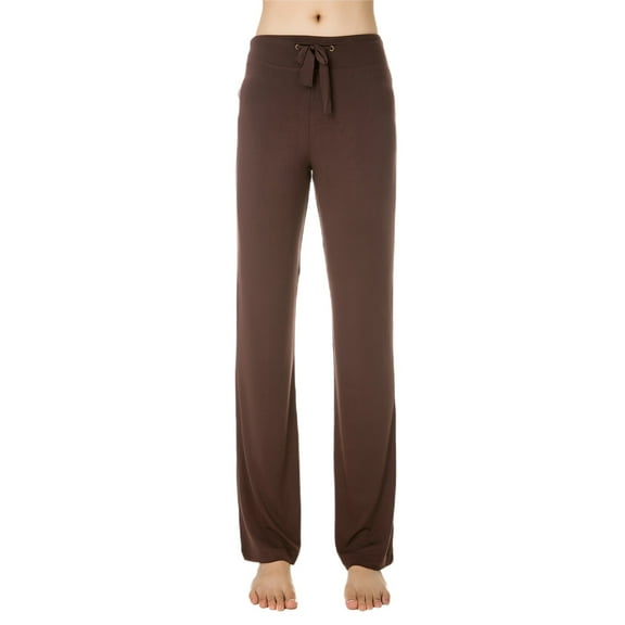 Sngxgn Women Casual Solid Drawstring Elastic Waist Long Straight Pants(Coffee,XXL)