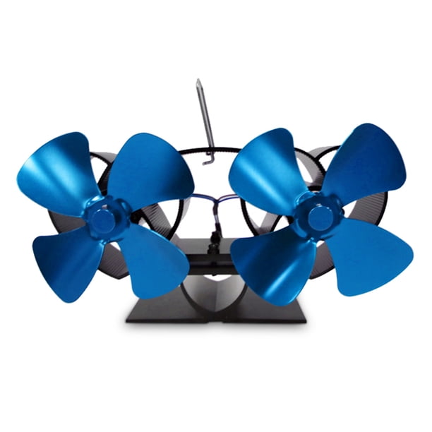 Naiovety Ventilador de chimenea, ventilador de para sala de estar, quemador de leña para salón, ventilador de estufa con cabezales dobles, Electrodomésticos azul Naiovety HA007779-04B