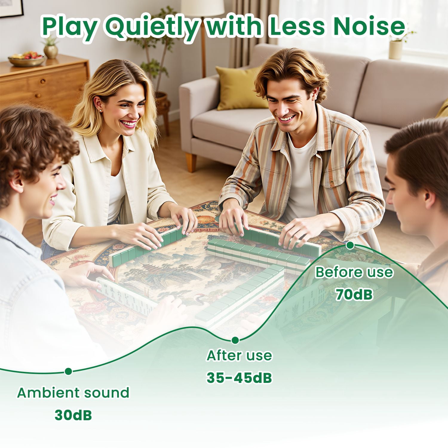 Mahjong Mat 31.5" x 31.5" Chinese Style Floral Circular Frame Cranes Koi Fish Traditional Non-Slip Noise Reduction Chic Portable Gaming Table Cover for Family Game Night & Gift