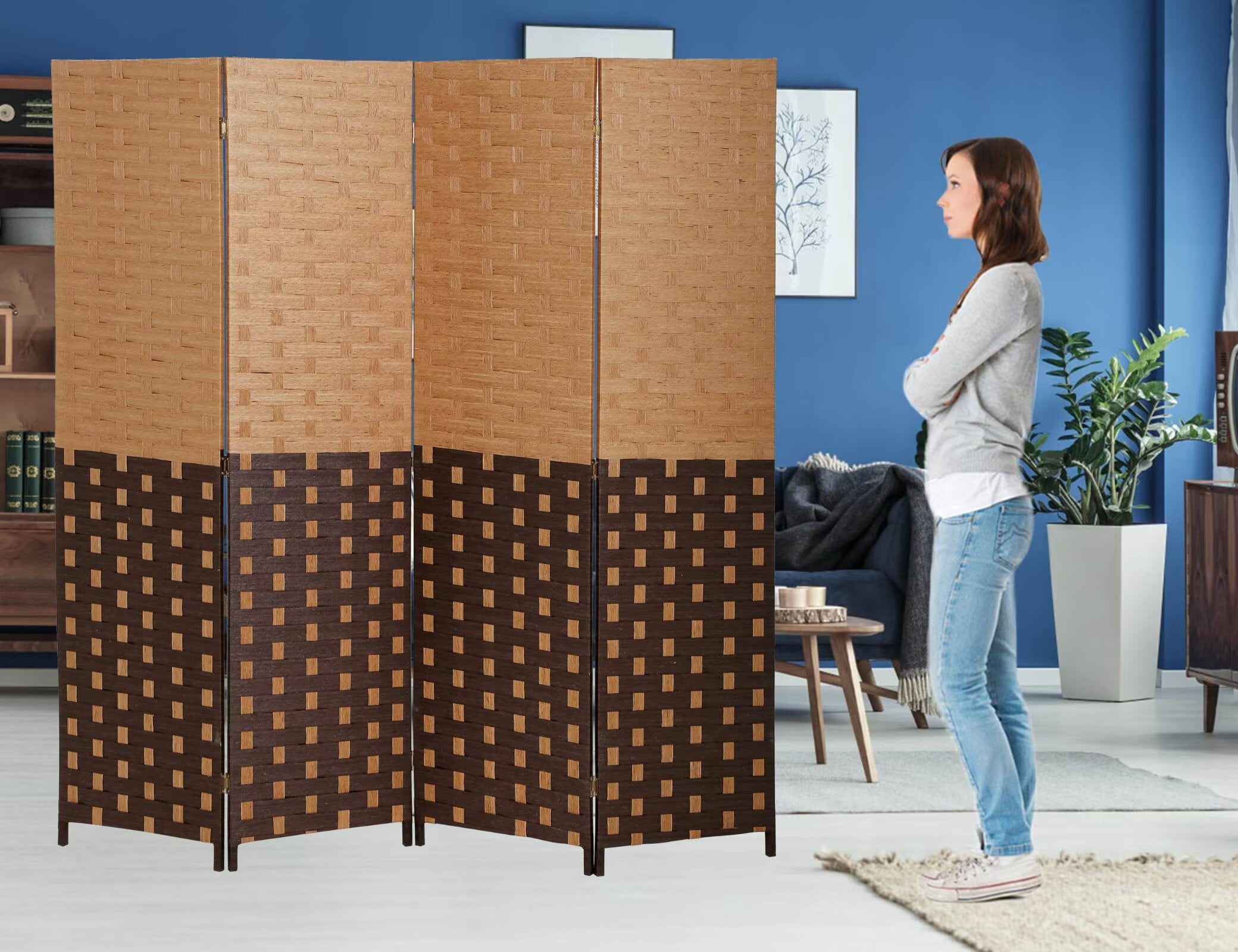 YRLLENSDAN,4 Panels,Room Divider Panel,Wall Divider for Room Separation,Privacy Screen Indoor,Foldable,Portable,Wooden,Independent Type,Cm