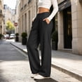 thumbnail image 5 of Zulora Women's High Waist Wide Leg Pants Drawstring Hem Casual Jogger Trousers with Pockets Loose Fit for Daily Workout, 5 of 9