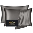 thumbnail image 1 of Fundas de almohada de seda DKBSlik Mulberry Silk Standard, paquete de 2, color gris oscuro, 1 of 8