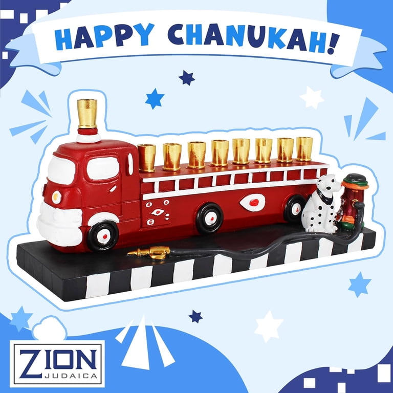 Red Fire Truck Menorah with Dalmatian and Hydrant photo 5
