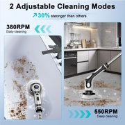 Electric Spin Scrubber for Cleaning Bathroom,Cordless Electric Shower Scrubber with Power LCD Display Voice Broadcast,9 Replaceable Heads Shower Cleaning Brush for Bathroom Bathtub Grout Kitchen