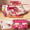 thumbnail image 4 of kjfeif 2025 Unique Design Dollhouse Playset , DIY Pretend Portable Bus Toy Kit with Little Critters Bunny Dolls Mini Cottage House Set Camping Family Toys for Toddler 3 4 5 6 Year Old, 4 of 7