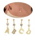 thumbnail image 2 of K-KED Fashion CZ Belly Navel Rings 26 Letter Women Ring Delicate Jewelry Button Stainless Steel-23, 2 of 9