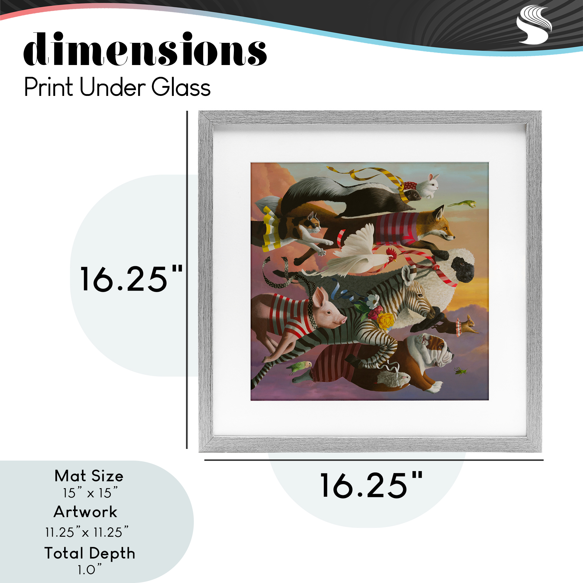 Thick As Thieves Animals Gray Framed Print Under Glass, design by Heather Gauthier