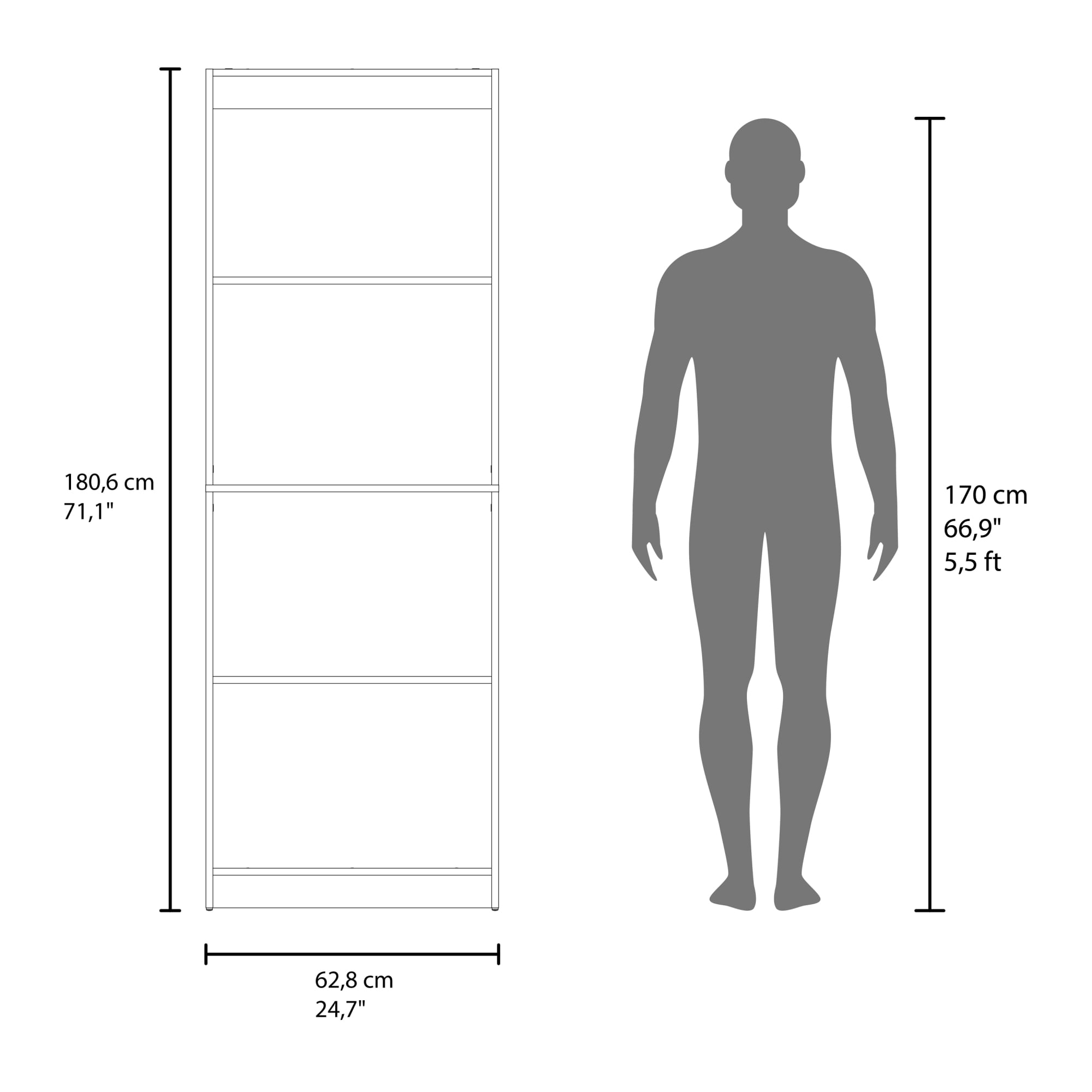 71.1" Tall Bookcase with Open Storage and 4 Shelves ,Display Storage Shelves Open Bookshelf for Home Office