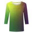 thumbnail image 4 of Cavosen Carnival Day Women's Three Quarter Sleeve Tops and Blouses Holiday Mardi Gras Crewneck Shirts Gradient Graphic Print Blouse Festival Stylish Tops Loose Workout Tees Party Tuesday S, 4 of 5