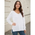 thumbnail image 2 of Aiyino Women's Casual Lightweight V Neck Batwing Sleeve Knit Top Loose Pullover Sweater Tops,White L, 2 of 4