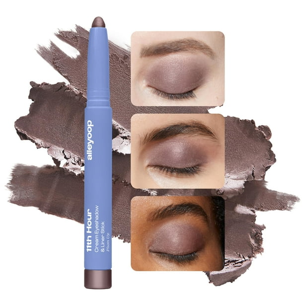 ALLEYOOP Sombra de ojos en crema de 11 horas en barra Plum Up (brillante) - Maquillaje y delineador de ojos compactos con acabado de crema natural a polvo - Resaltador de sombra de ojos fácil de mezcl