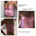 thumbnail image 3 of Camiseta informal con cuello halter para mujer, camiseta de verano ajustada sin mangas fruncida de Color puro, 3 of 8