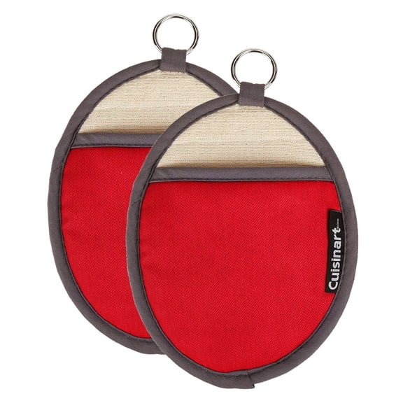 Cuisinart Oval Pot Holder/Oven Mitt w/ Pocket- Red (Pack of 2)
