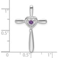 thumbnail image 2 of Avariah Diamonds 10k White Gold Amethyst Cross w/Heart Chain Slide - 26.8mm, 2 of 3