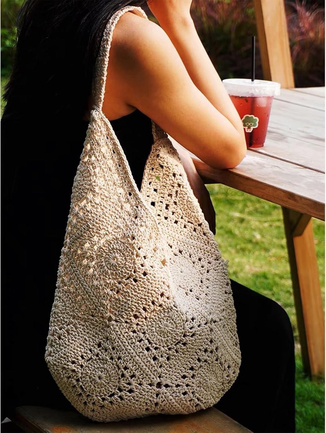 Crochet Beach Bag Beach Bags for Women Soft Summer Beach Tote Woven Purses for Summer Vacation