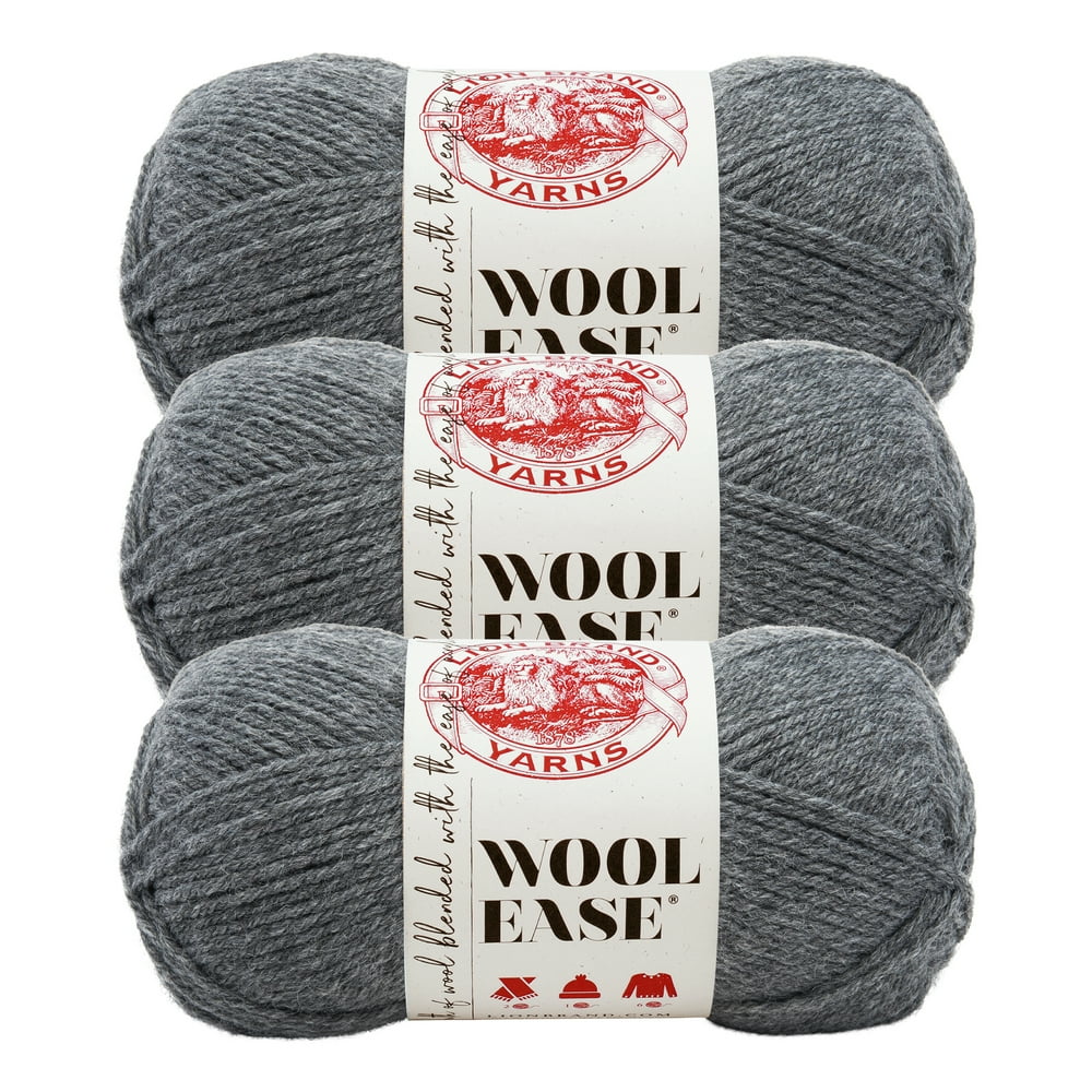 Lion Brand Yarn WoolEase Oxford Grey Wool Blend Medium Acrylic, Wool