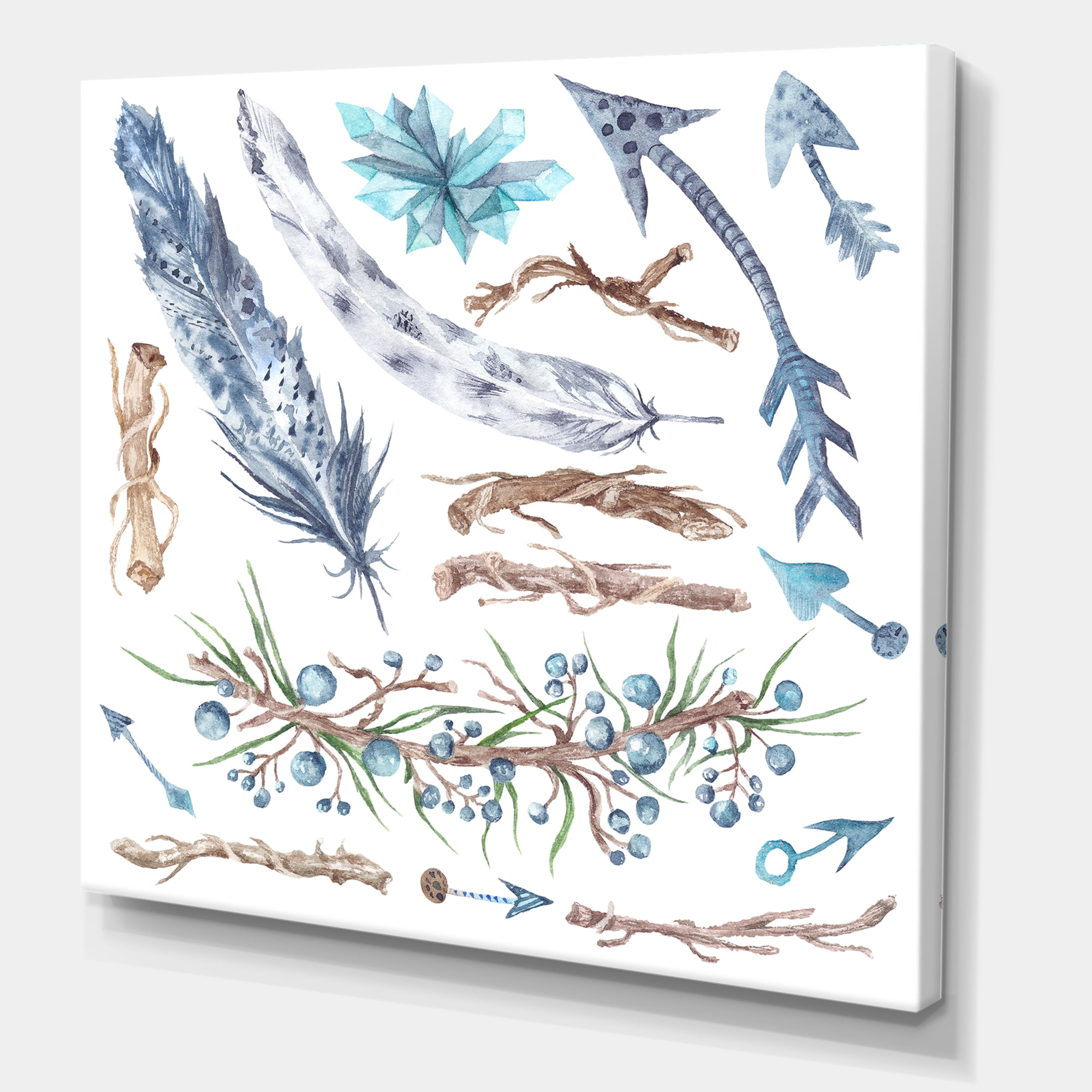 Designart ' Tribal Forest Elements ' Bohemian & Eclectic Canvas Wall Art Print