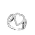 thumbnail image 4 of Wide Heart Promise Clear Cubic Zirconia Ring .925 Sterling Silver Band White Jewelry Female Size 9, 4 of 4