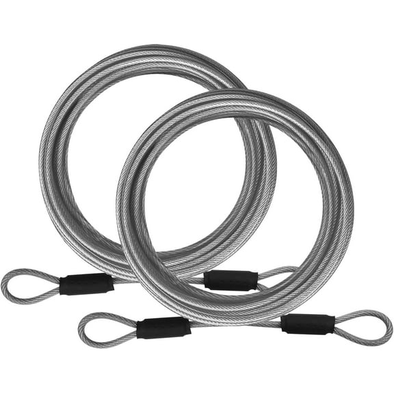 1/8inch Stainless Steel Security Cable 4/6/10/15FT Luggage Lock Safety Cable Wire Flexible Steel Cable Security Wire Rope with Double Loop (2 Pack)