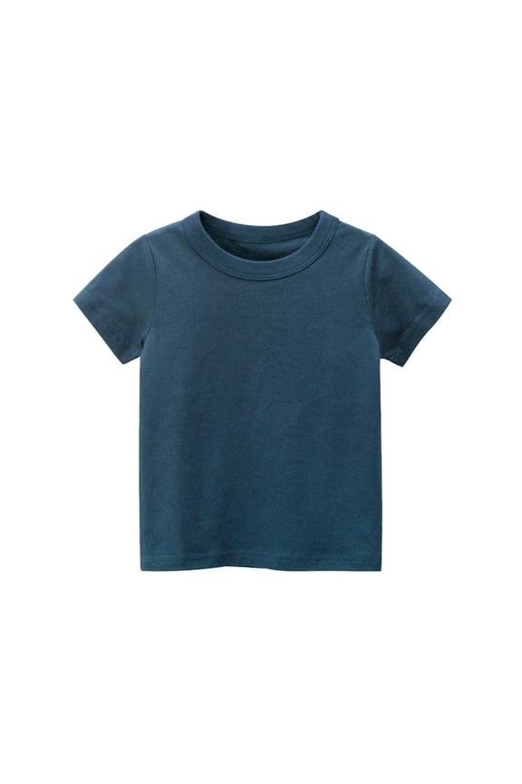 Little Kid Toddler Kids Girls Boys Short Sleeve Basic T Shirt Casual Summer Tees Shirt Tops Solid Color Transformer Tee Boys Ice Boy Clothes 8 Happy Birthday Shirts 6 Top Kids 6 Years Blue