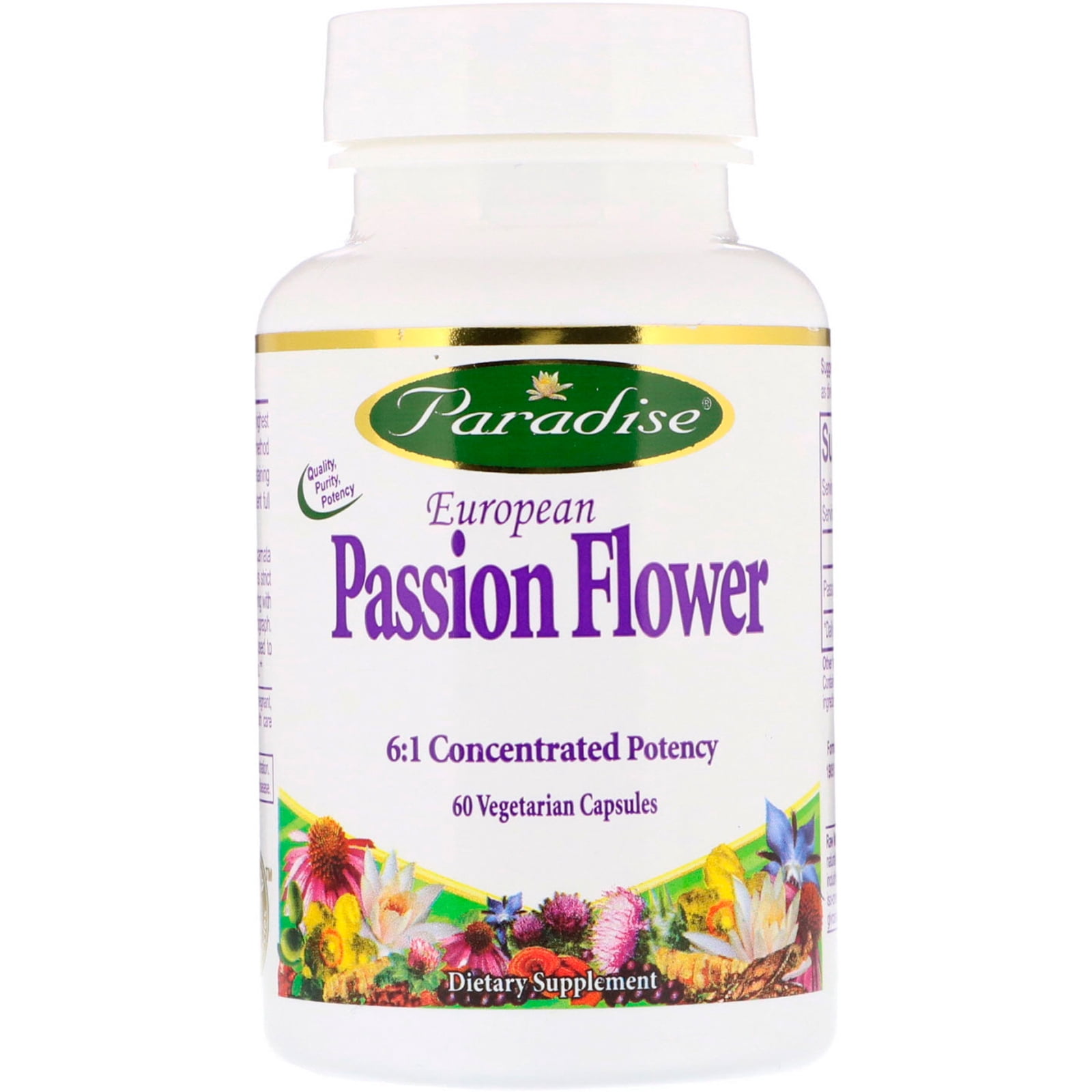 Paradise Herbs European Passion Flower 60 Vegetarian Capsules Walmart