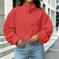 thumbnail image 5 of Yutgune Women's Cropped Polka Dots Jacket Zip up with Pockets Bomber Gingham Jacket Stand Collar Fall Workout Outerwear, 5 of 8
