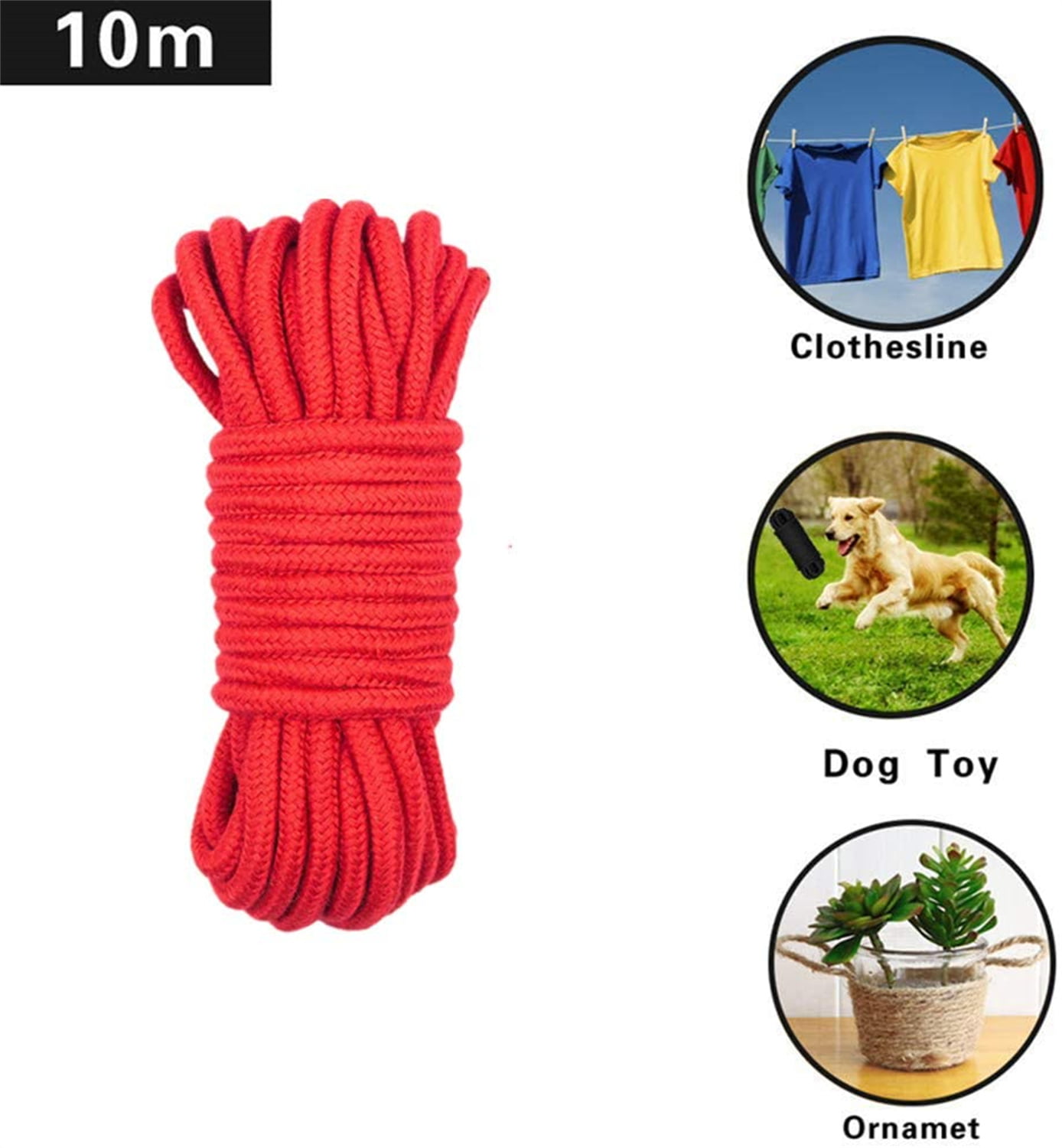 JeogYong Cotton Rope 1/4 inch (6mm) Braided Cotton Cord 32 Feet Thick Craft  Rope for Rope Basket, Rope Bowl, Clothesline, Gardening, Decoration, DIY