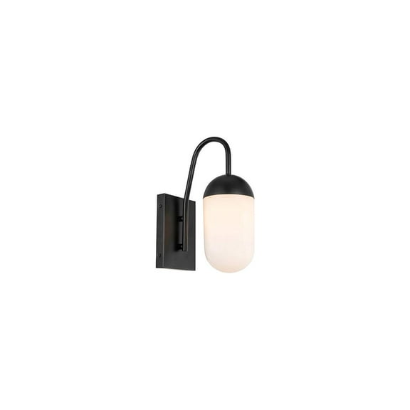 Kace 1 light Black and frosted white glass wall sconce