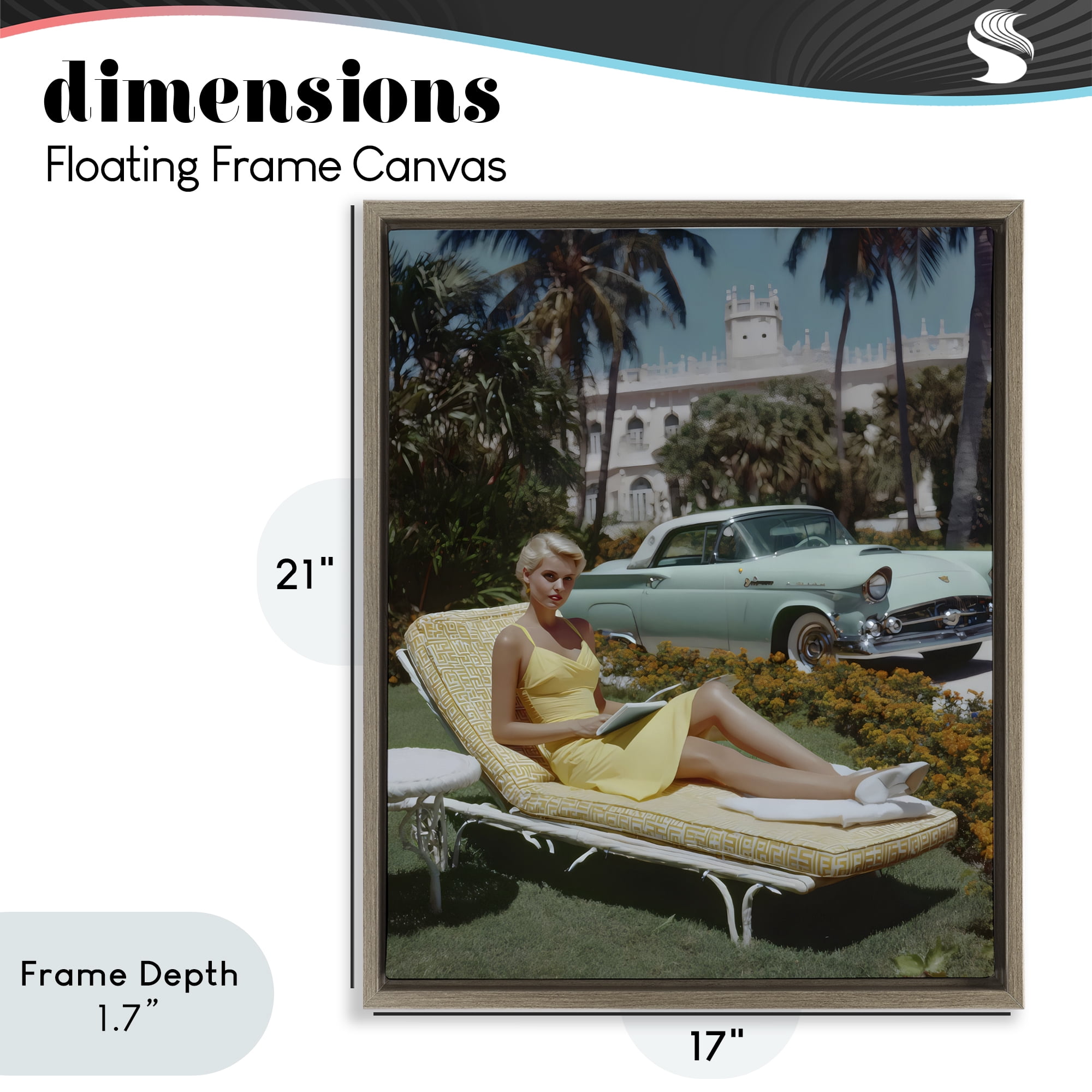 Stupell Industries Vintage Sunbathing Woman Brown Framed Floater Canvas Wall Art, design by Franklyn Gregory