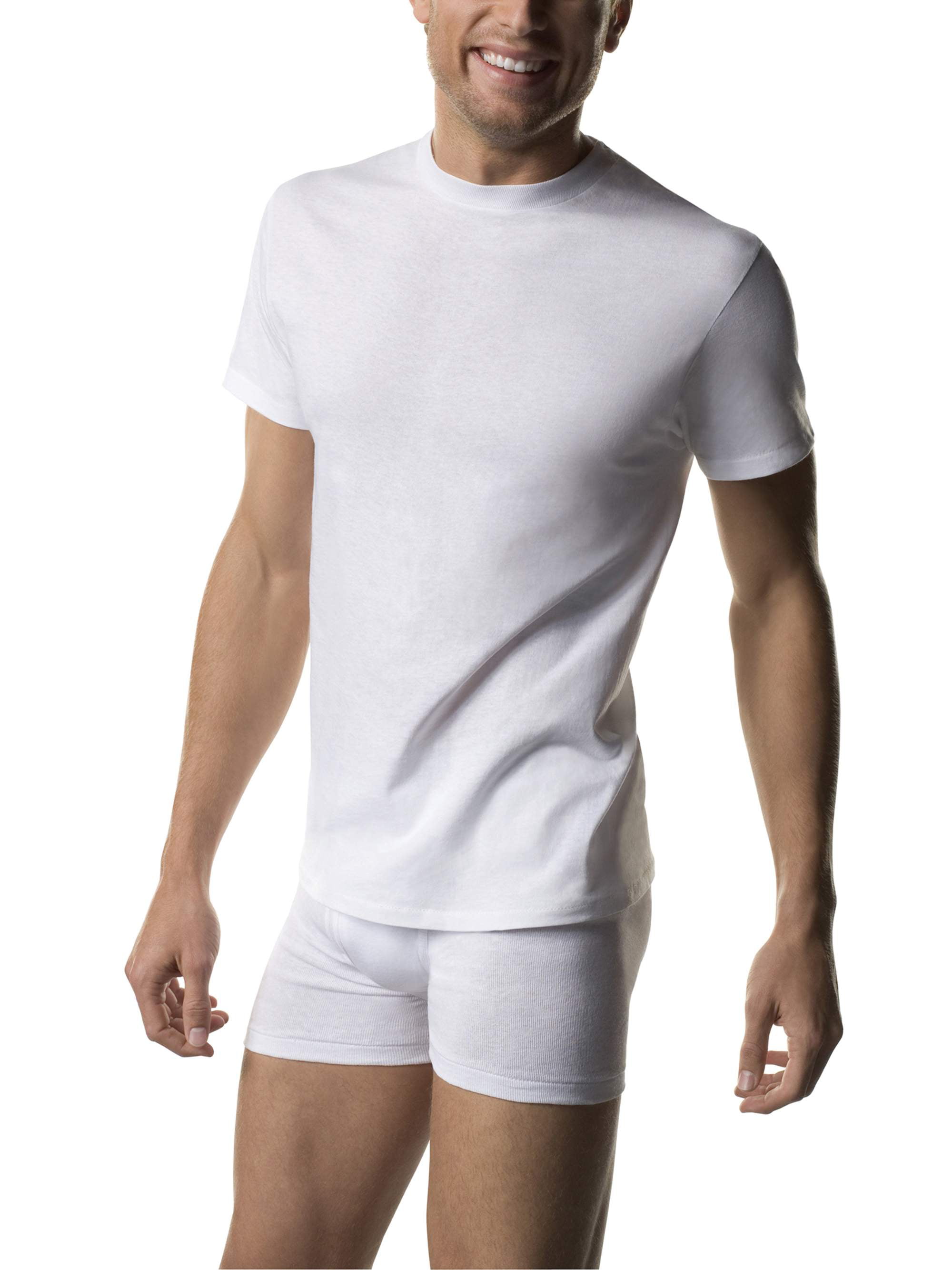Mens ComfortSoft White Crew Neck T-Shirt Value 8-Pack - Walmart.com