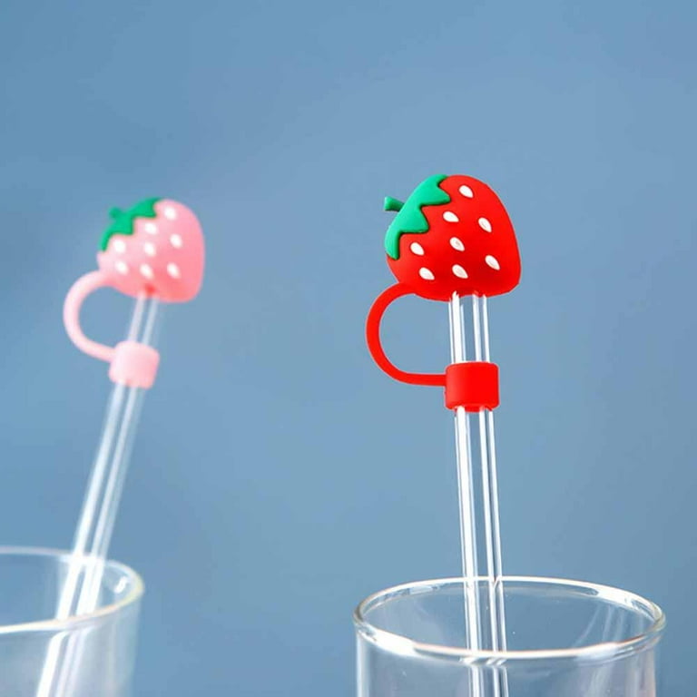 Straw Tips Cover, Reusable Straw Toppers, Kawaii Silicone Straw
