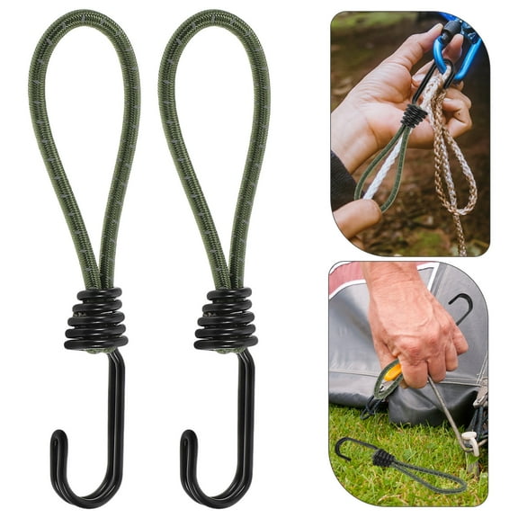 SASABAXI 4Pcs Small Bungee Cords with Clips for Tent Tie Downs and Outdoor .56X1.45X1.10In