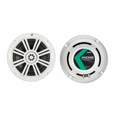 Kicker KM60 6.5" Marine Coaxial Speakers with 1/2" Tweeters, White, 4-Ohm